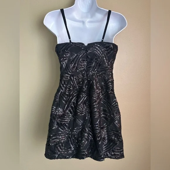 Black Sequin Showpo Mini Dress - Picture 2 of 4